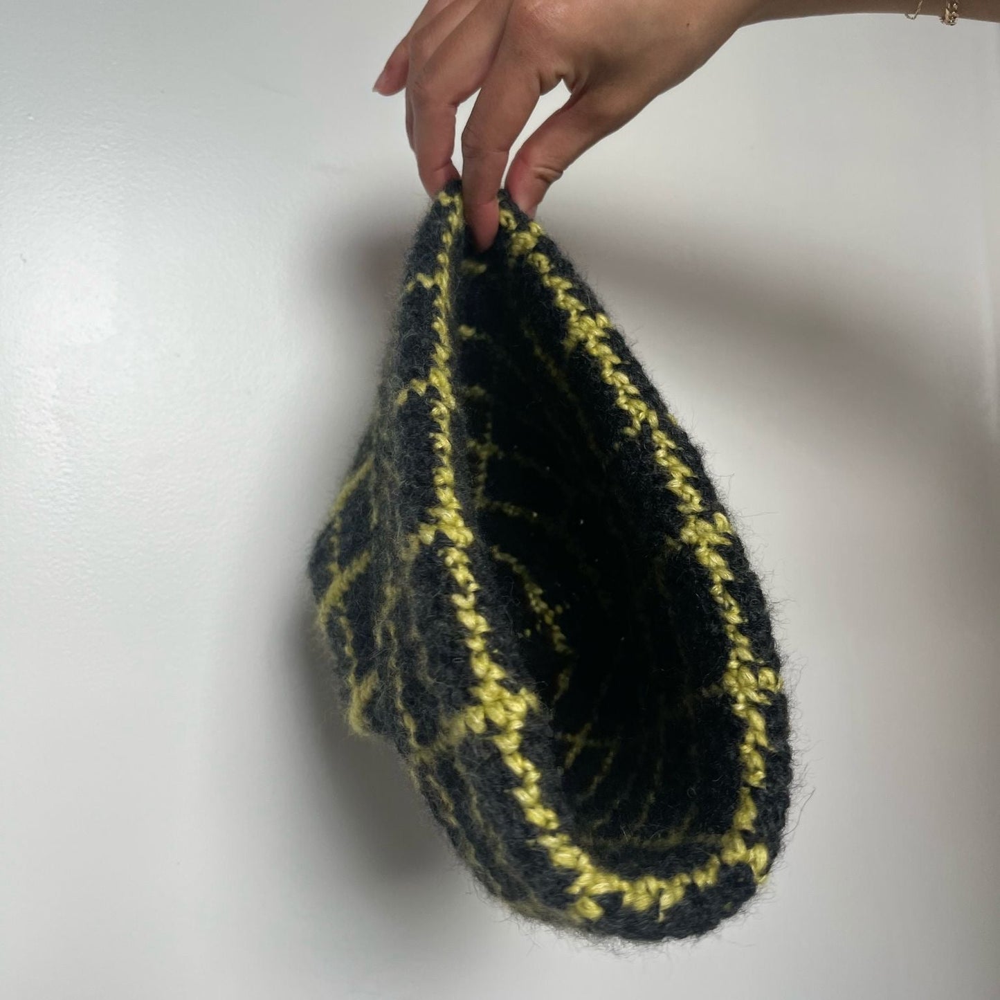 LIME GRID BEANIE