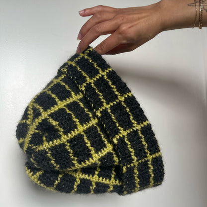 LIME GRID BEANIE