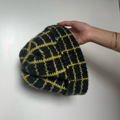 LIME GRID BEANIE